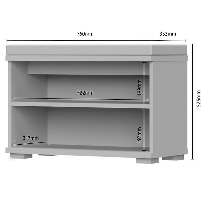 Skrinka na topánky Piano K2 lakovaná biely lesk