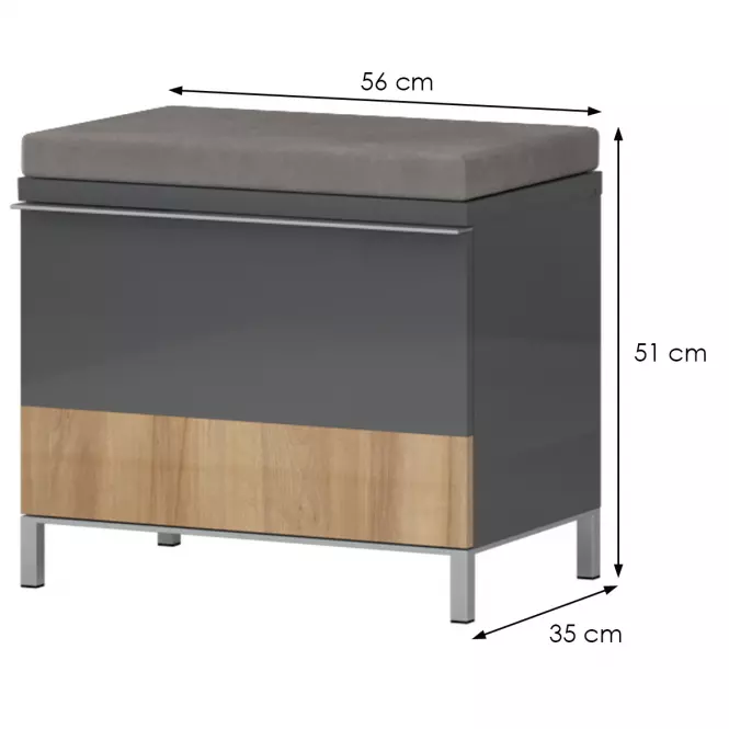 Skrinka na topánky Onyx K1 lakovaná Pacific Walnut/Anthracite,2