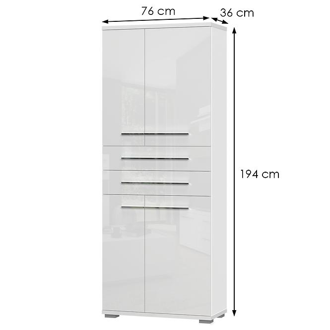 Skriňa 4d2s Piano V42 lakovaná Biely Lesk