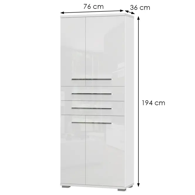 Skriňa 4d2s Piano V42 lakovaná Biely Lesk,2