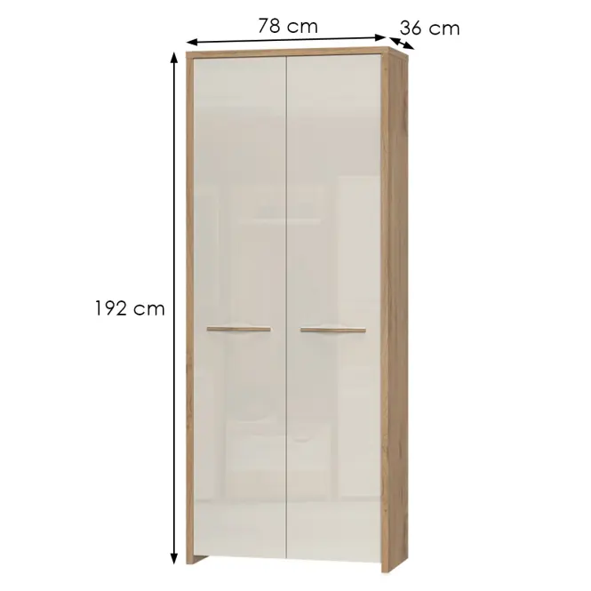 Skriňa 2d Gala V2 lakovaná Pacific Walnut/Beige,2
