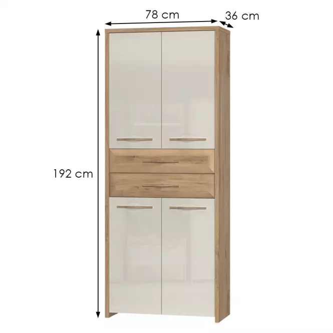 Skriňa 4d2s Gala V42 lakovaná Pacific Walnut/Beige