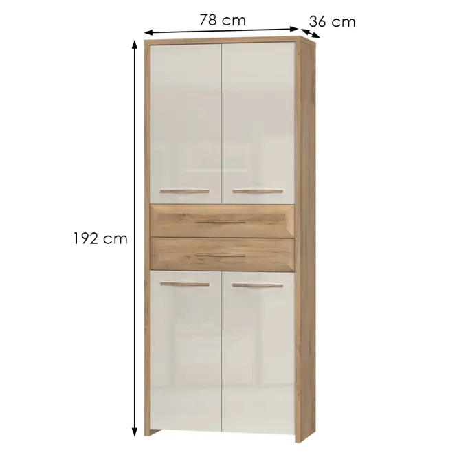 Skriňa 4d2s Gala V42 lakovaná Pacific Walnut/Beige,2