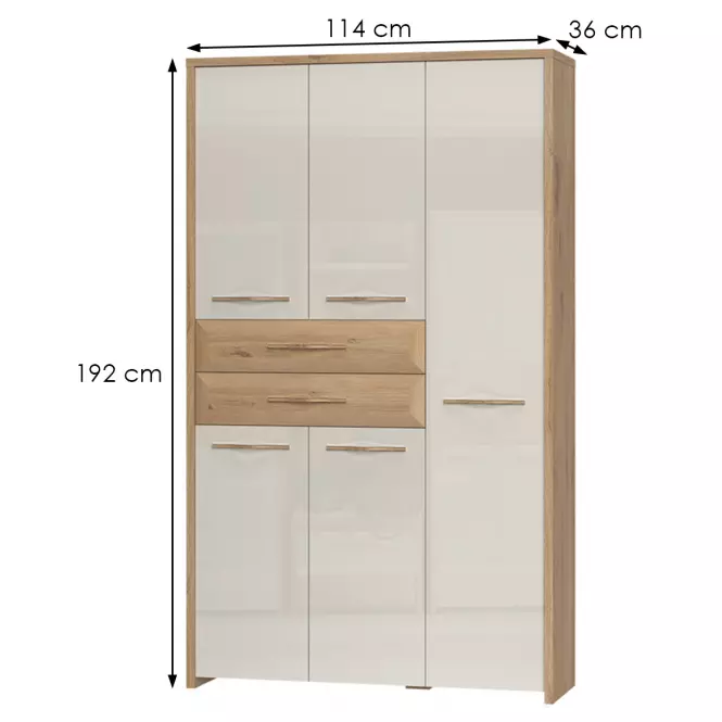 Skriňa 5d2s Gala V52 lakovaná Pacific Walnut/Beige