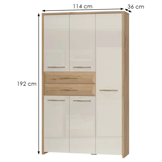 Skriňa 5d2s Gala V52 lakovaná Pacific Walnut/Beige,2