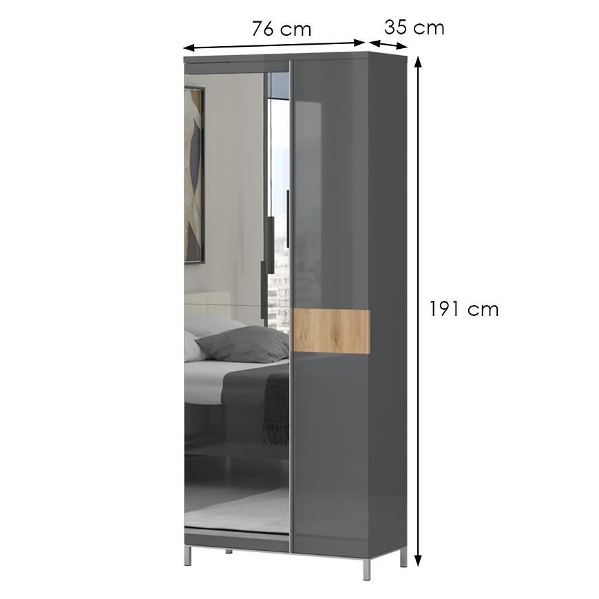 Skriňa 2d Onyx Lustro V2 lakovaná Pacific Walnut/Anthracite