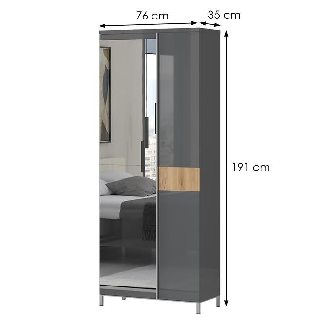 Skriňa 2d Onyx Lustro V2 lakovaná Pacific Walnut/Anthracite