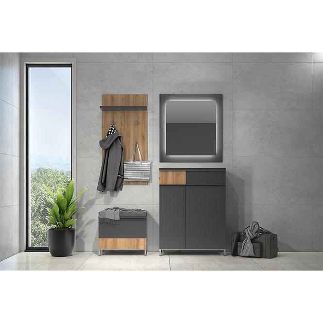 Skriňa 2d Onyx Lustro V2 lakovaná Pacific Walnut/Anthracite