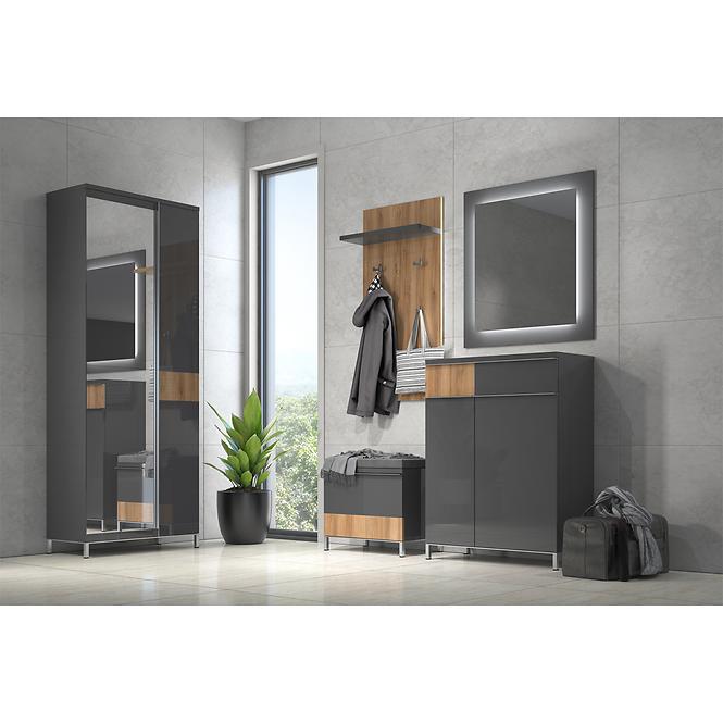 Skriňa 2d Onyx Lustro V2 lakovaná Pacific Walnut/Anthracite