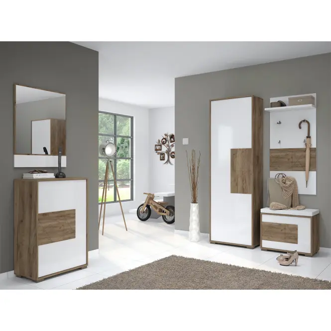 Skriňa 1d Stela V1 lakovaná Tobacco Oak/Crystal White,11