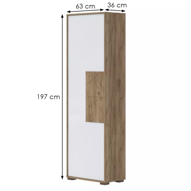 Skriňa 1d Stela V1 lakovaná Tobacco Oak/Crystal White