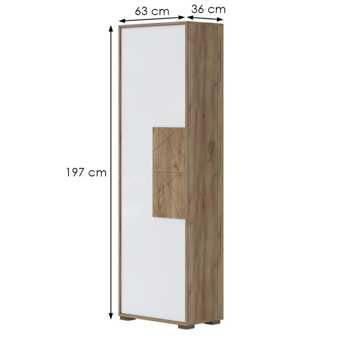 Skriňa 1d Stela V1 lakovaná Tobacco Oak/Crystal White,2