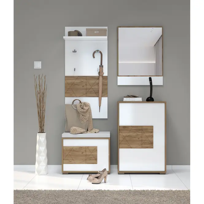 Skriňa 1d Stela V1 lakovaná Tobacco Oak/Crystal White,5