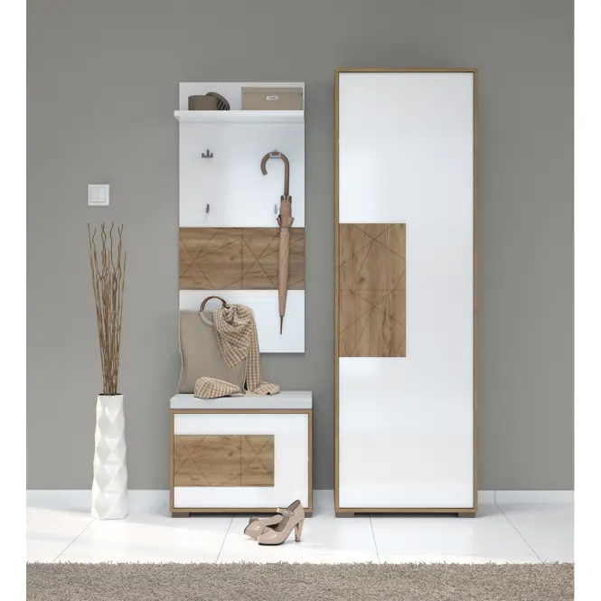 Skriňa 1d Stela V1 lakovaná Tobacco Oak/Crystal White,6