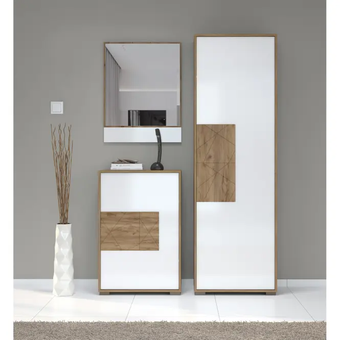 Skriňa 1d Stela V1 lakovaná Tobacco Oak/Crystal White,7