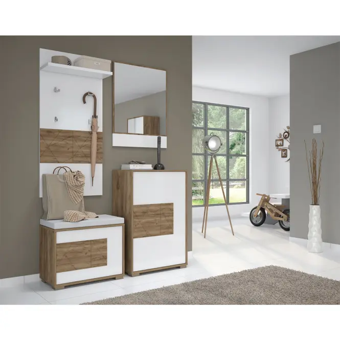 Skriňa 1d Stela V1 lakovaná Tobacco Oak/Crystal White,8