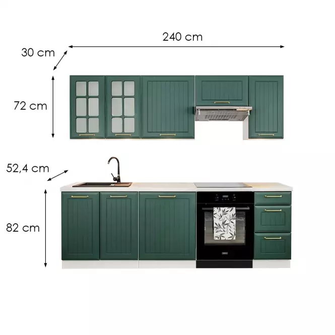 Kuchynská linka Irma 180/240 zelená mat