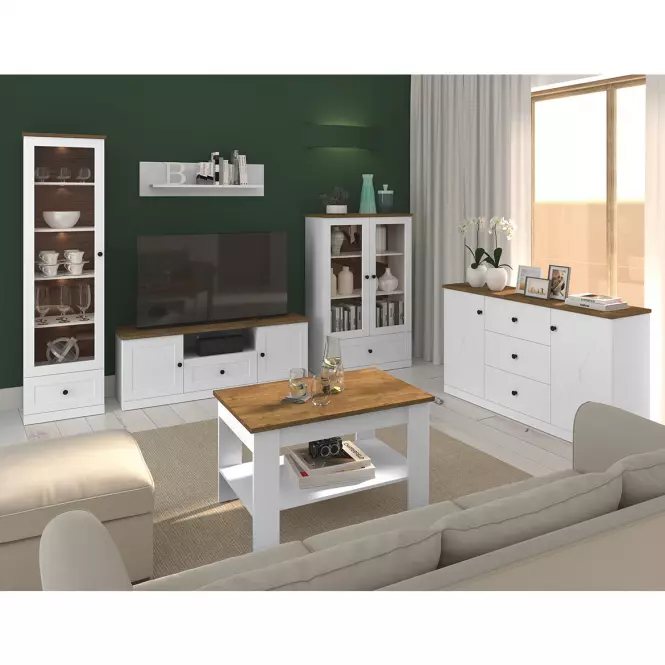 TV stolík Lille 09 2D1S biela mat/dub lefkas,11