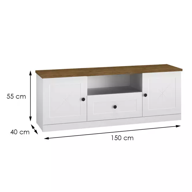 TV stolík Lille 09 2D1S biela mat/dub lefkas,2