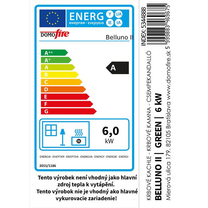 Krbové kachle Belluno II green 6kw