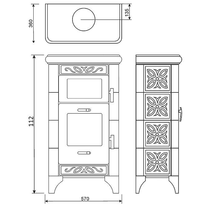 Krbové kachle Bologna II drab 6 kW
