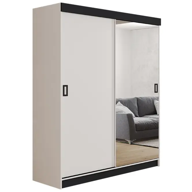 Skriňa s posuvnými dverami Retro 1L 138 cm so zrkadlom – biela, dvojdverová