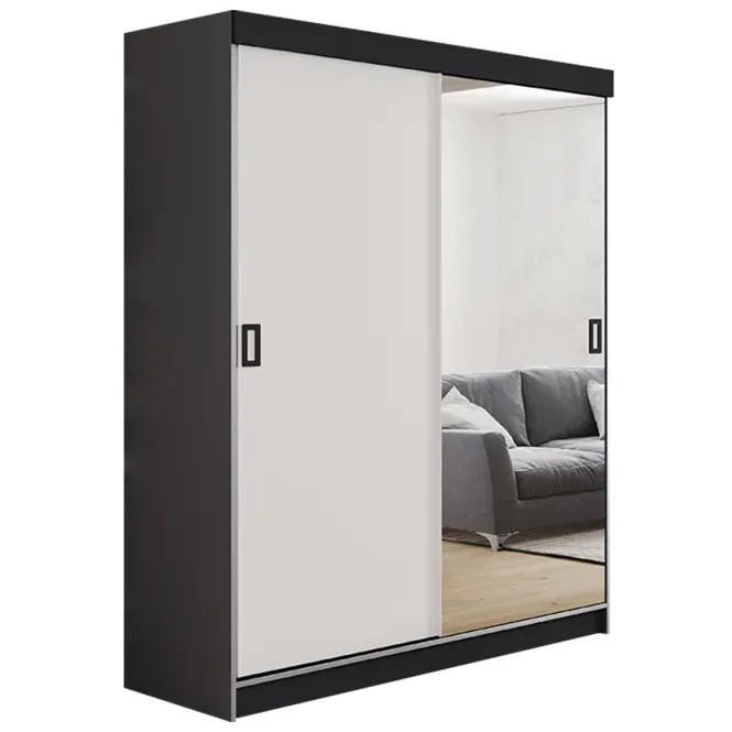 Skriňa s posuvnými dverami Retro 1L 138 cm so zrkadlom – grafit/biela, dvojdverová