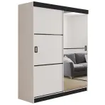 Skriňa s posuvnými dverami Retro 2L 138 cm so zrkadlom – biela, dvojdverová