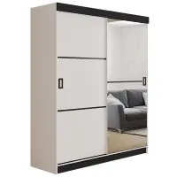 Skriňa s posuvnými dverami Retro 2L 138 cm so zrkadlom – biela, dvojdverová