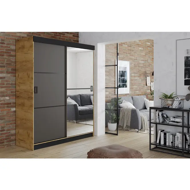Skriňa Retro 138 2L craft / Dvierka grafit,4
