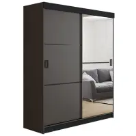 Skriňa s posuvnými dverami Retro 2L 138 cm so zrkadlom – grafit, dvojdverová