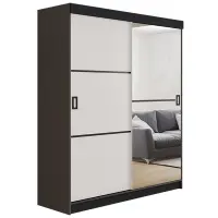 Skriňa s posuvnými dverami Retro 2L 138 cm so zrkadlom – grafit/biela, dvojdverová