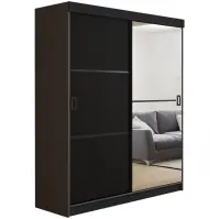 Skriňa s posuvnými dverami Retro 2L 138 cm so zrkadlom – grafit/čierna, dvojdverová