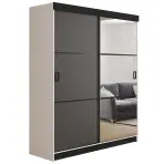 Skriňa s posuvnými dverami Retro 3L 138 cm so zrkadlom – biela/grafit, dvojdverová