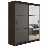 Skriňa s posuvnými dverami Retro 3L 138 cm so zrkadlom – grafit, dvojdverová