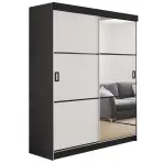Skriňa s posuvnými dverami Retro 3L 138 cm so zrkadlom – grafit/biela, dvojdverová