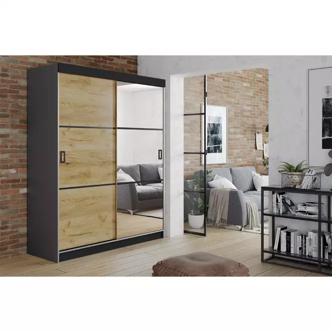 Skriňa Retro 138 3L grafit/ Dvierka craft