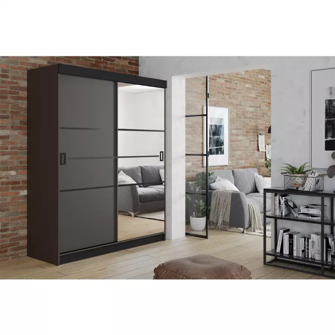 Skriňa Retro 138 4L grafit/ Dvierka grafit