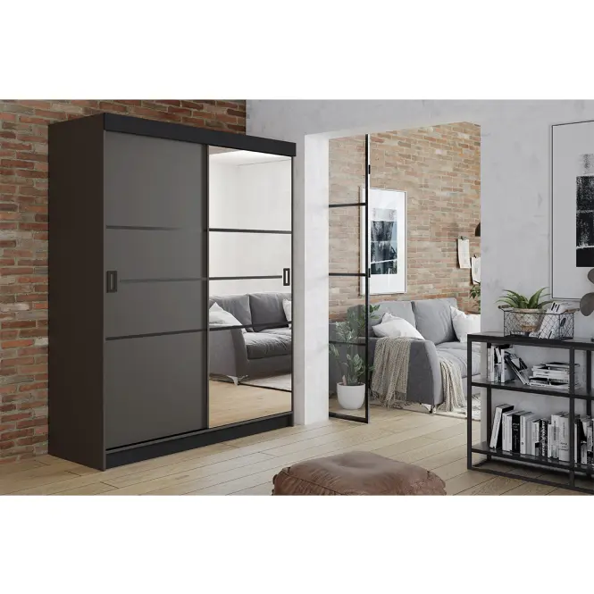Skriňa Retro 138 4L grafit/ Dvierka grafit,4
