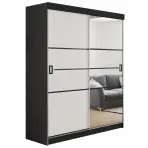 Skriňa s posuvnými dverami Retro 4L 138 cm so zrkadlom – grafit/biela, dvojdverová