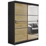 Skriňa s posuvnými dverami Retro 4L 138 cm so zrkadlom – grafit/dub craft zlatý, dvojdverová