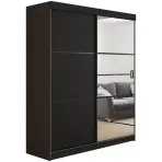 Skriňa s posuvnými dverami Retro 4L 138 cm so zrkadlom – grafit/čierna, dvojdverová
