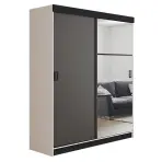 Skriňa s posuvnými dverami Retro 5L 138 cm so zrkadlom – biela/grafit, dvojdverová