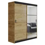 Skriňa s posuvnými dverami Retro 5L 138 cm so zrkadlom – dub craft zlatý, dvojdverová