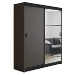 Skriňa s posuvnými dverami Retro 5L 138 cm so zrkadlom – grafit, dvojdverová
