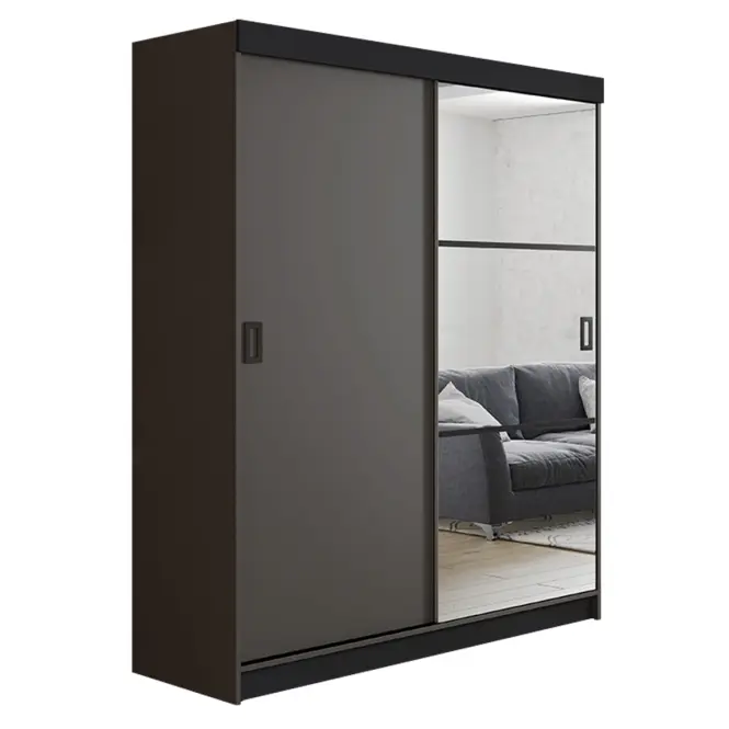 Skriňa s posuvnými dverami Retro 5L 138 cm so zrkadlom – grafit, dvojdverová