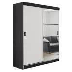 Skriňa s posuvnými dverami Retro 5L 138 cm so zrkadlom – grafit/biela, dvojdverová