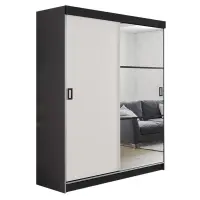 Skriňa s posuvnými dverami Retro 5L 138 cm so zrkadlom – grafit/biela, dvojdverová