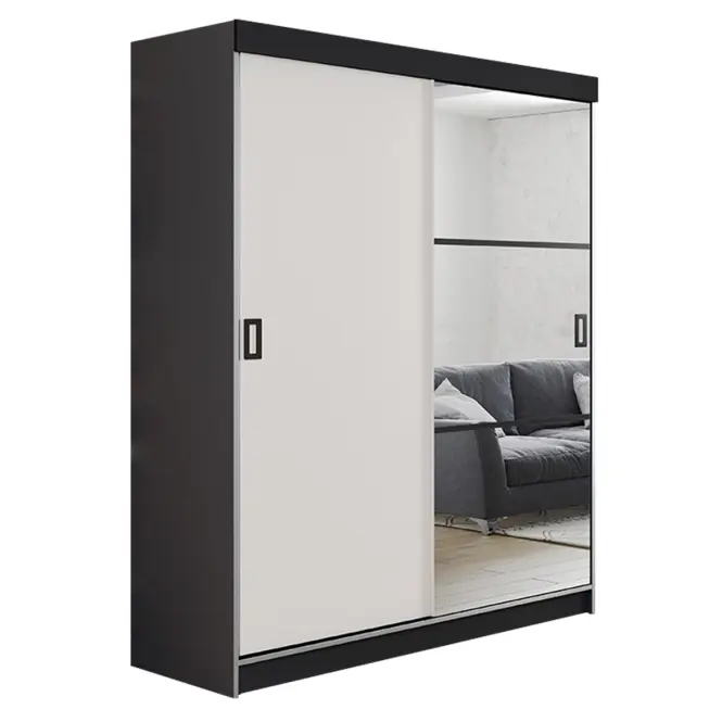 Skriňa s posuvnými dverami Retro 5L 138 cm so zrkadlom – grafit/biela, dvojdverová