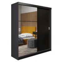 Skriňa s posuvnými dverami Retro 5L 138 cm so zrkadlom – grafit/čierna, dvojdverová